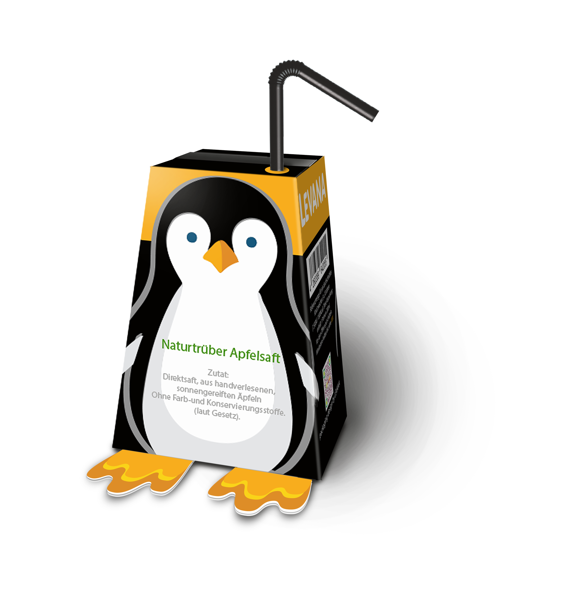 Penguin-shaped juice carton